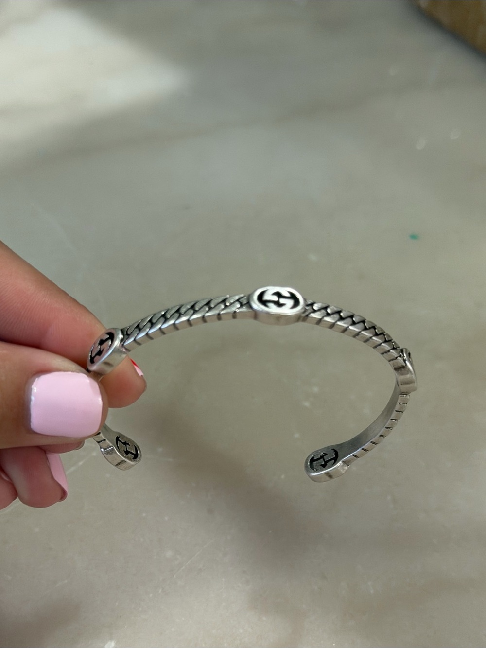 Silver Gucci Cuff Bracelet